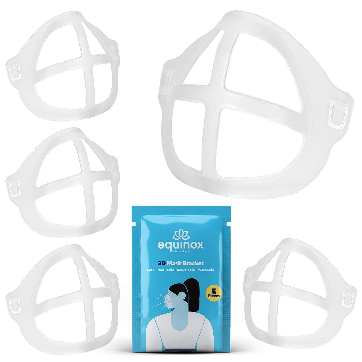 Equinox International3D Face Mask Bracket (5 Piece) - Inner Support Frame - Lipstick Protector - Mask Accessories (Adults XL)