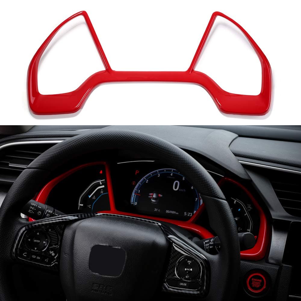 Thenice for 10th Gen Civic Dash Board Instrument Panel Dashboard Cover Trim Interior Accessories for Honda Civic Sedan Hatchback Coupe Type R 2021 2020 2019 2018 2017 2016 -Red