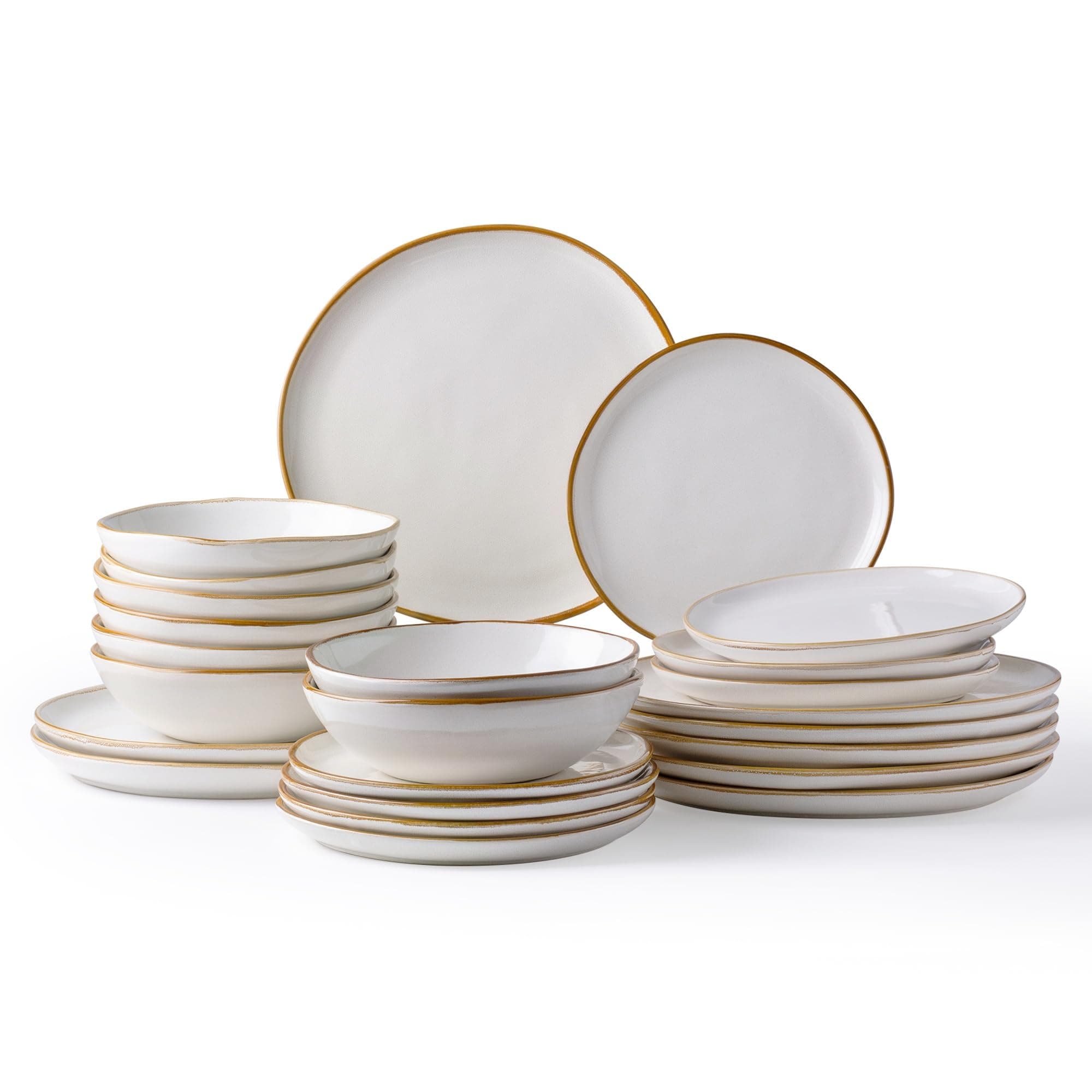 AmorArc Ceramic Dinnerware Sets,Handmade Reactive Glaze Plates and Bowls Set,Highly Chip and Crack Resistant | Dishwasher & Microwave Safe,Service for 8 (24pc)