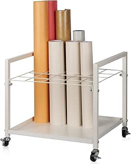 Blueprint Storage Rack Blueprint Holder Metal Blueprint Storage Cart with Wheels 20 Slots Roll File Holder for Home Office School to Storage Blueprint Poster Architectural (White 20 Slots)