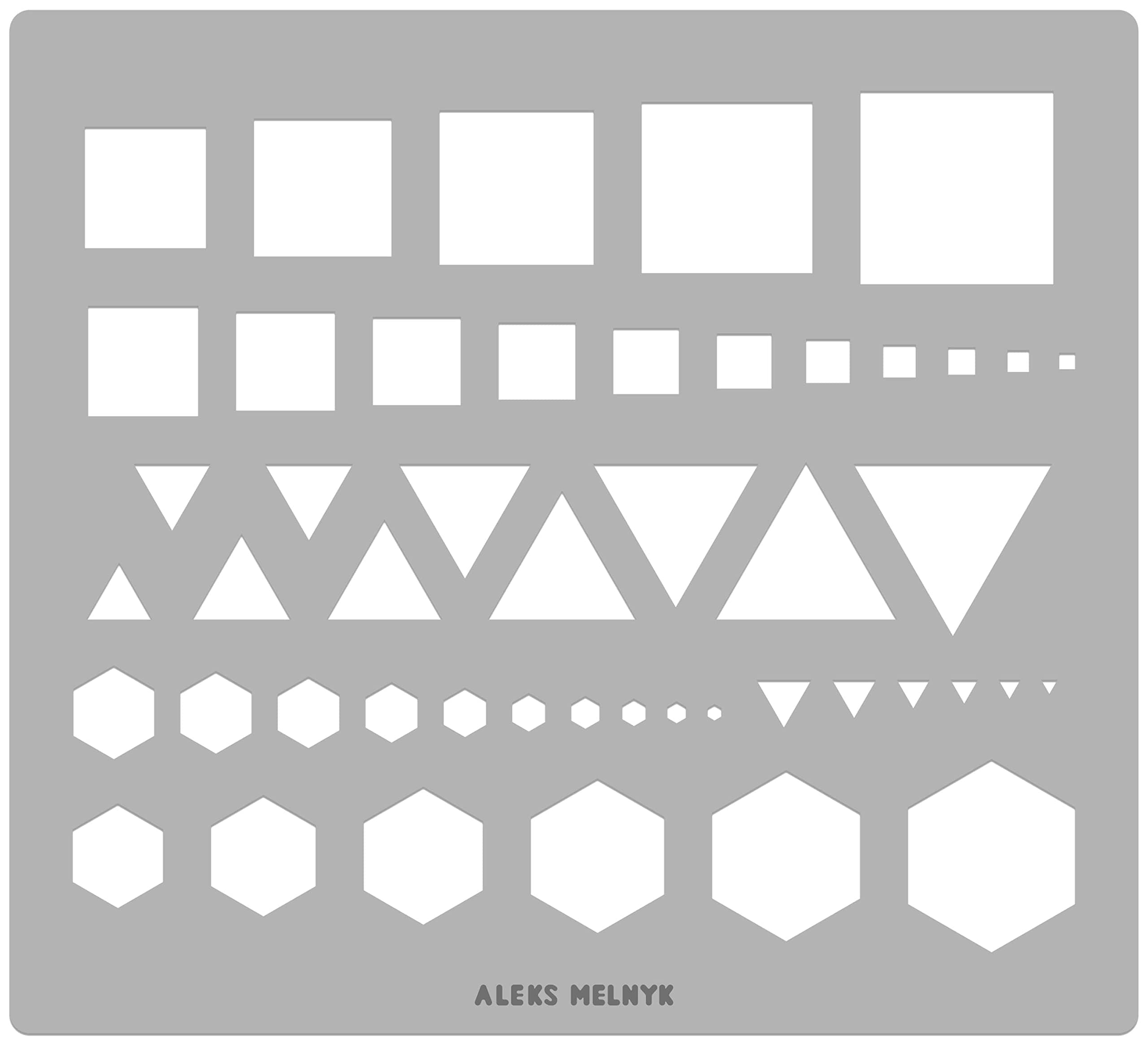 Aleks Melnyk No.207 Metal Triangle Template, Square Stencil, Triangle Master, Art Hexagon Tool, Isometric Drawing Template, Lapidary, Cabochons, Geometric Ruler, Jewelry Templates Square