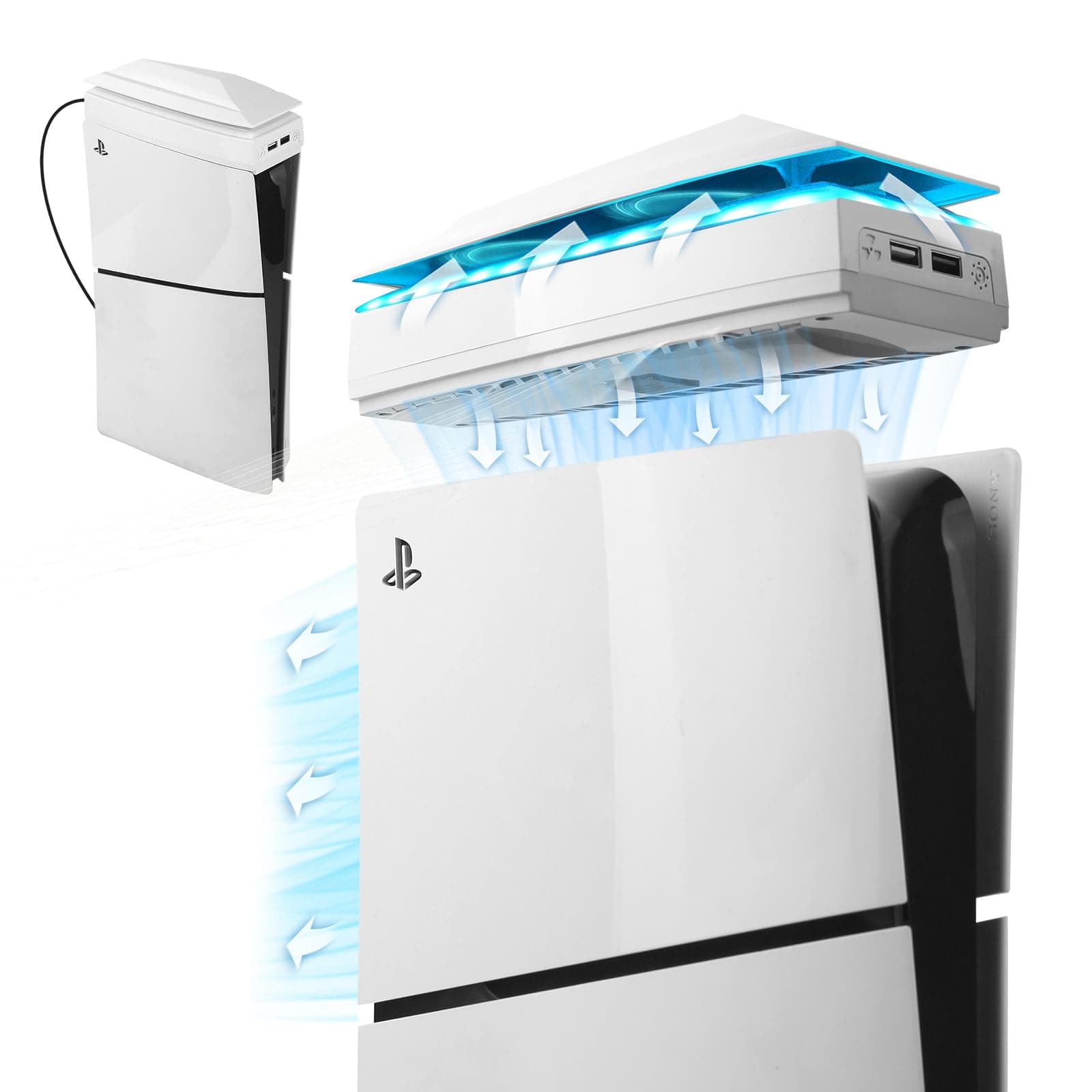 Raryars PS5 Slim Console Cooling Fan with Dust Cover