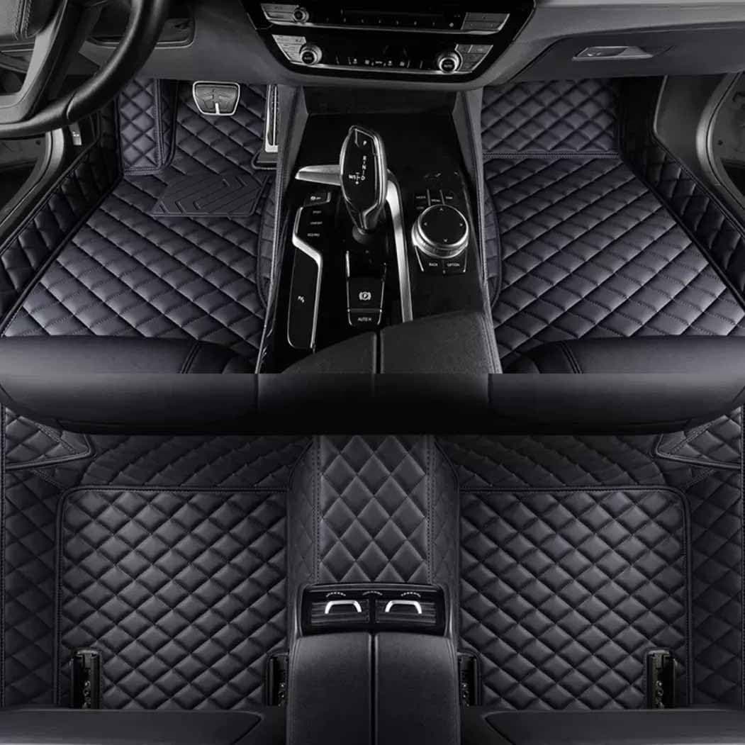 Custom Personalized Floor Mats ,Luxury Full Coverage All Weather Car Floor Mats,Anti-Slip Leather Car Mat Set ,Custom Floor Mat, for 99% of Cars, Trucks & SUV. (Pure Black)