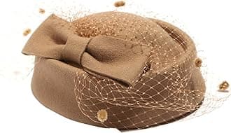 Pillbox Hat Fascinator Beret Wedding Party Top Hat Church Wool Hat for Women