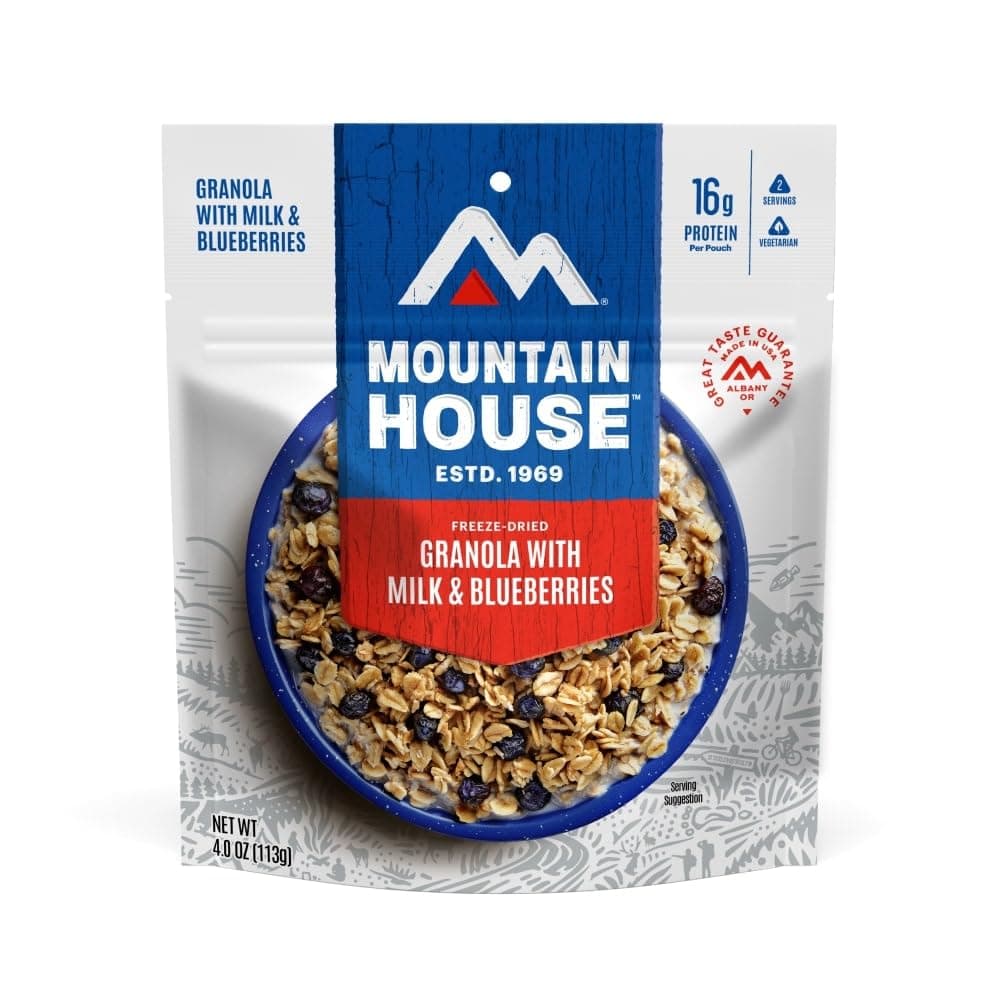 Granola with Milk & Blueberries | Freeze Dried Backpacking & Camping Food | Vegetarian | 2 Servings