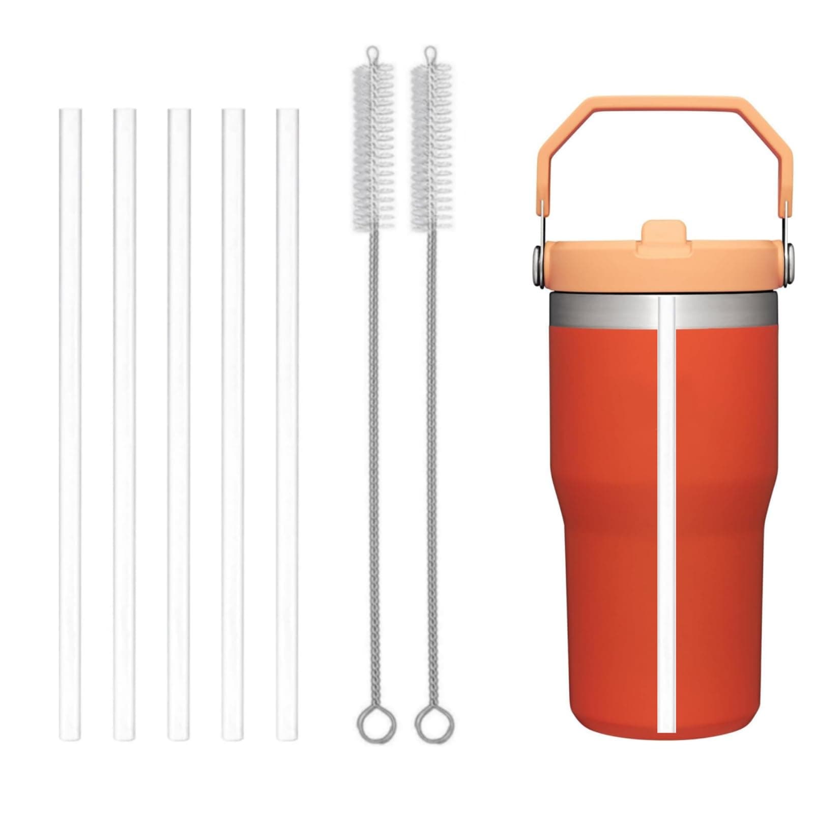 Replacement Straw for Stanley Iceflow 20oz(Only),Reusable Clear Drinking Straw with Straw Cleaner Brush Compatible with Stanley IceFlow Flip 20oz Stainless Steel Tumbler