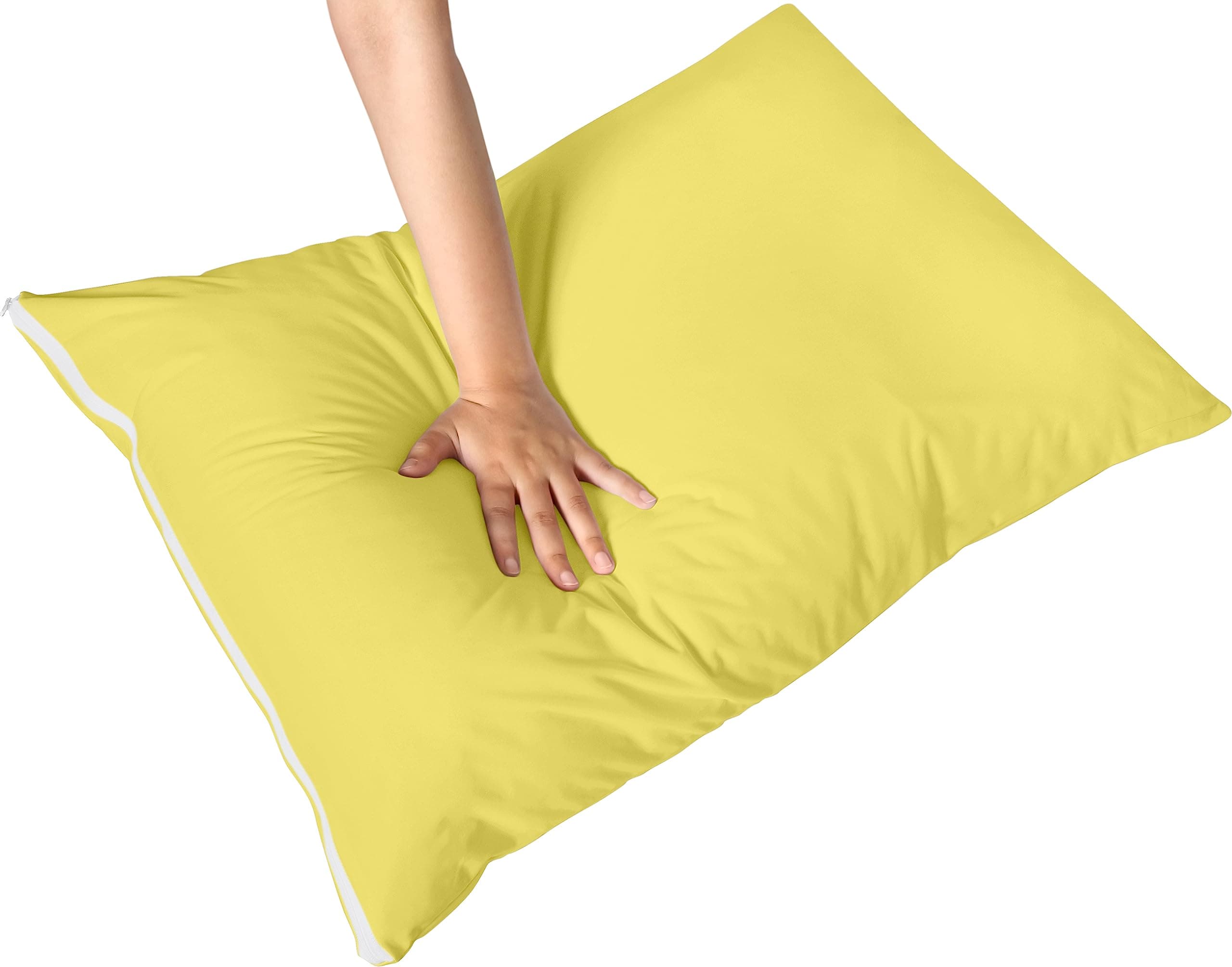 Utopia Bedding Waterproof Pillow Protector Zippered (2 Pack) Standard Yellow – Bed Bug Proof Pillow Encasement 20 x 26 Inches