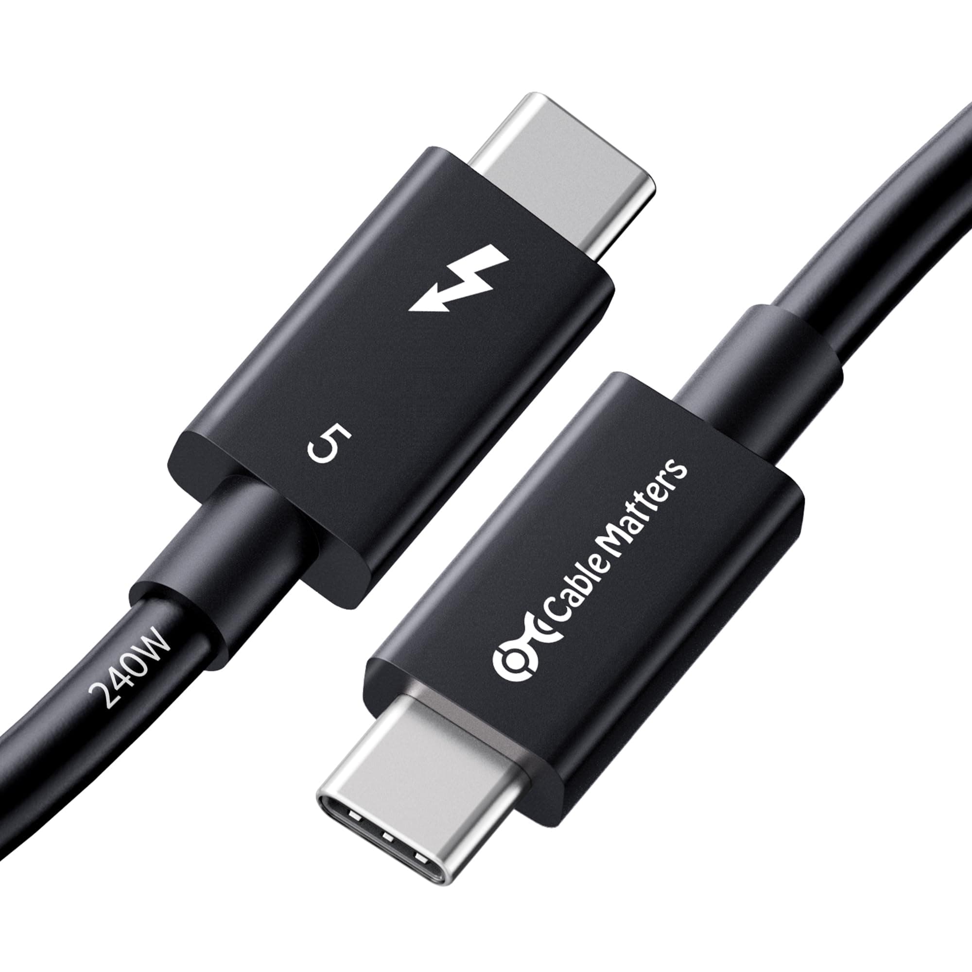 Cable Matters [Intel Certified] 80Gbps Thunderbolt 5 Cable with up to 120Gbps Bandwidth Boost and 240W Charging in Black - 0.3m / 1ft, Compatible with Thunderbolt 4, USB 4 and USB-C