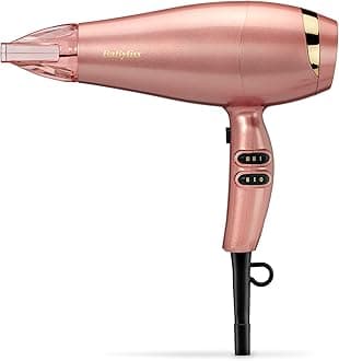 BaByliss Rose Gold 2100W Hair Dryer, Ionic, Lightweight, Smooth Fast Drying, Cool shot, 5336U