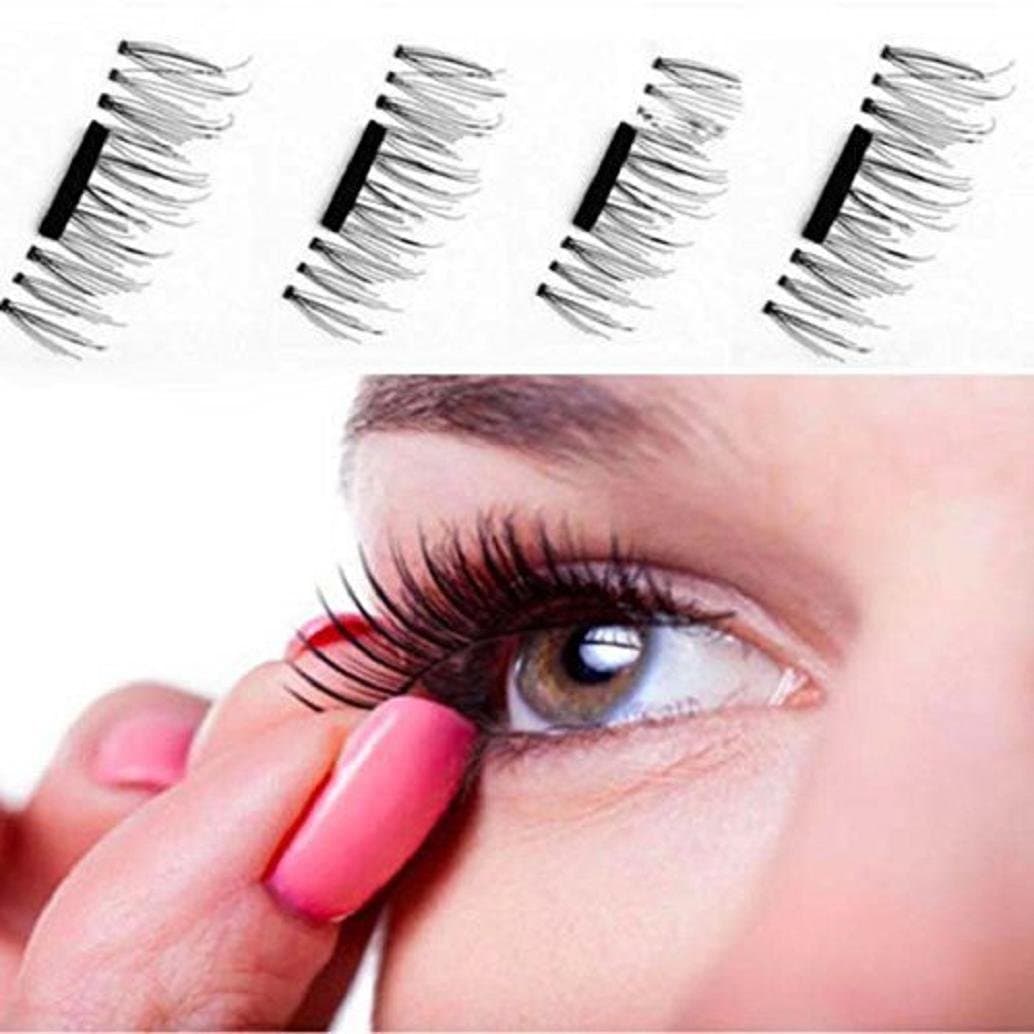 3D MAGNETIC False Eye Lashes, 4 Pcs/2 Pairs Reusable Natural Thick Ultra-thin 0.4mm Handmade False Eye Lashes Extension Non-Glue/Glue-free Waterproof-able