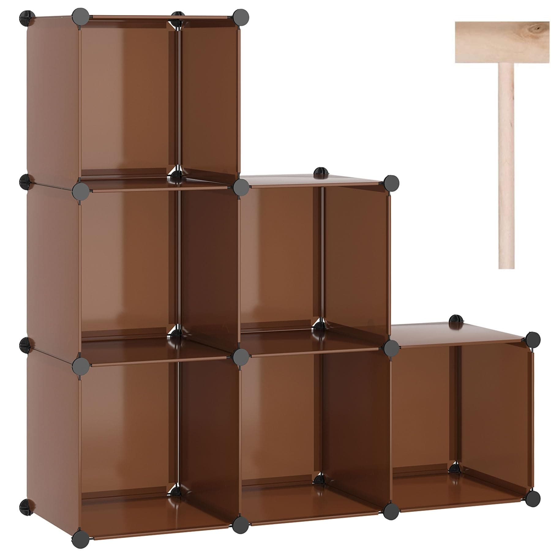C&AHOME Cube Storage Organizer, 6-Cube Shelves Units, Closet Cabinet, DIY Plastic Modular Book Shelf, Ideal for Bedroom, Living Room, Office, 36.6" L x 12.4" W x 36.6" H Cocoa UPCS06C
