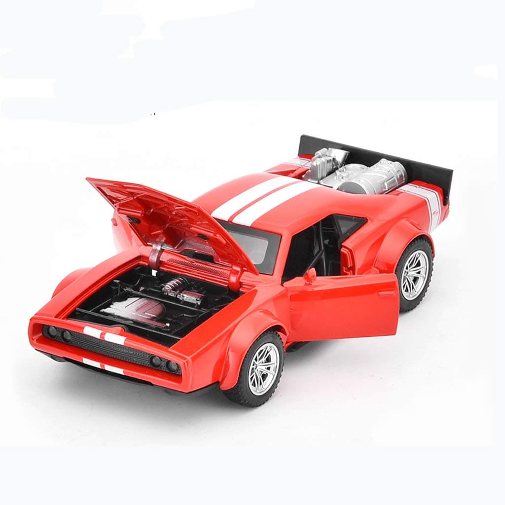 GAOQUN-TOY 1:32 Dodge Alloy Car Model Pull Back Sound And Light Toy Car Icebreaker Three Door Metal Simulation Car (color : Red)