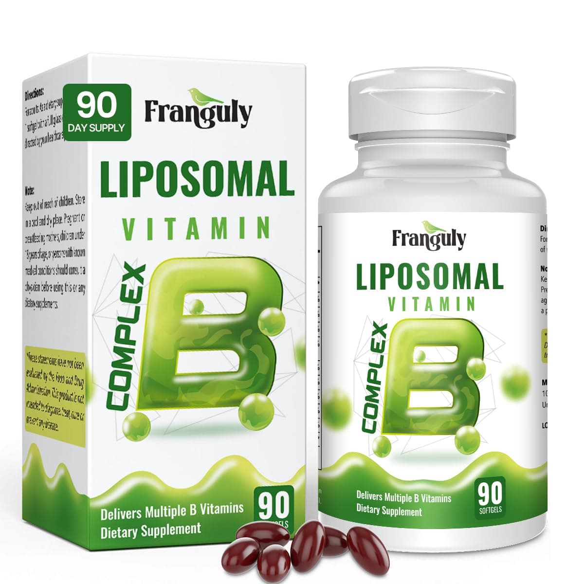 Liposomal B Complex for High Absorption Methylated B12,L-Methyfolate(5-MTHF ),Full Active B Vitamins with Choline Inositol-Energy, Metabolism,Brain & Heart Support,Vegan, Non-GMO,3 Month Supply