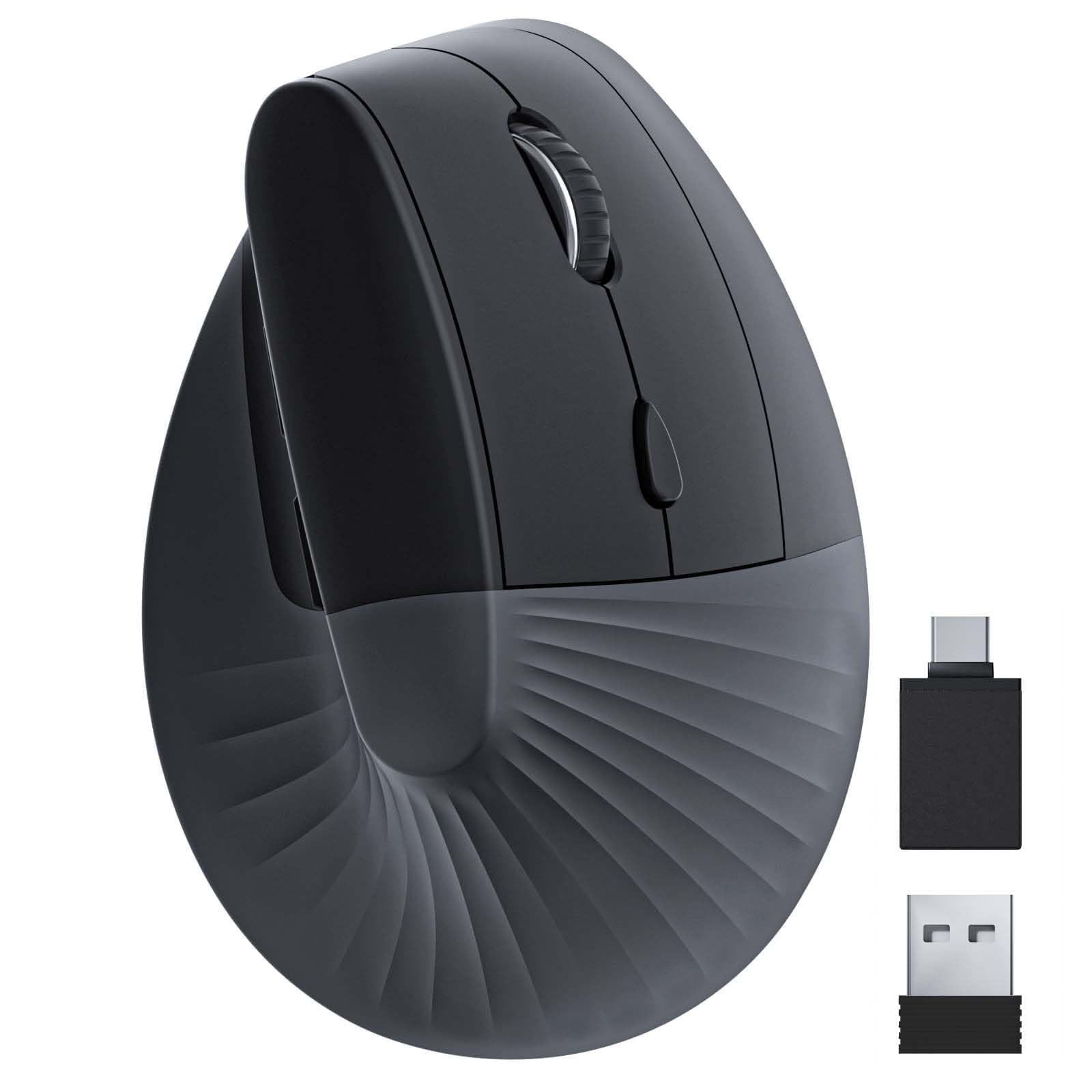 Unipows Ergonomic Vertical Mouse, Wireless Type C Rechargeable, Silent, Black, Right Handed, Mac/PC Compatible