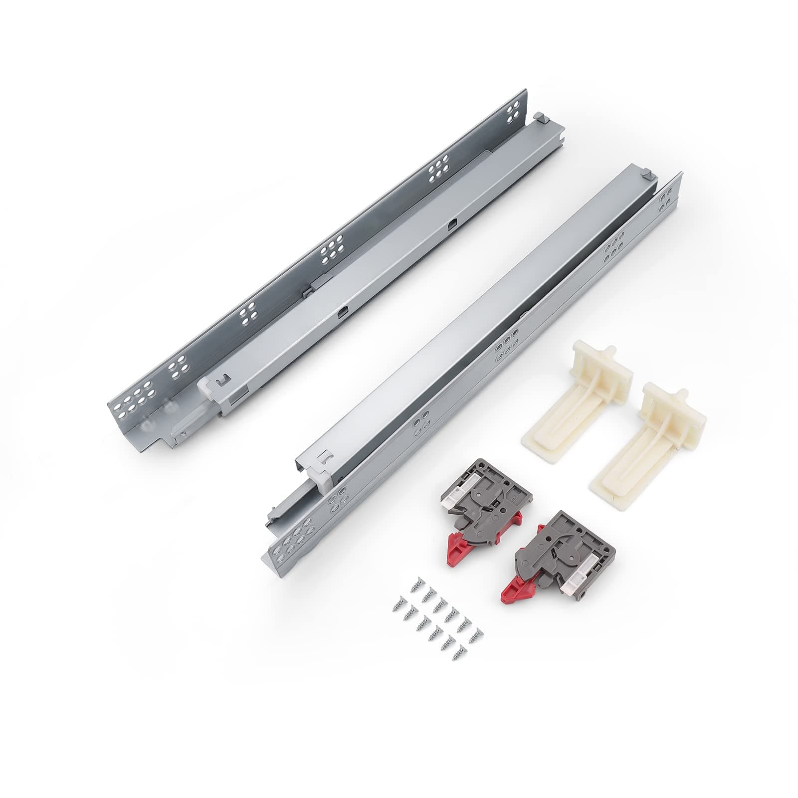 6 Pair 18" Soft Close Drawer Rails Full Extension, Undermount Zinc Plated Drawer Slides, Mounting Screws and Adjustable Locking Device Included, 85 lb Load Capacity