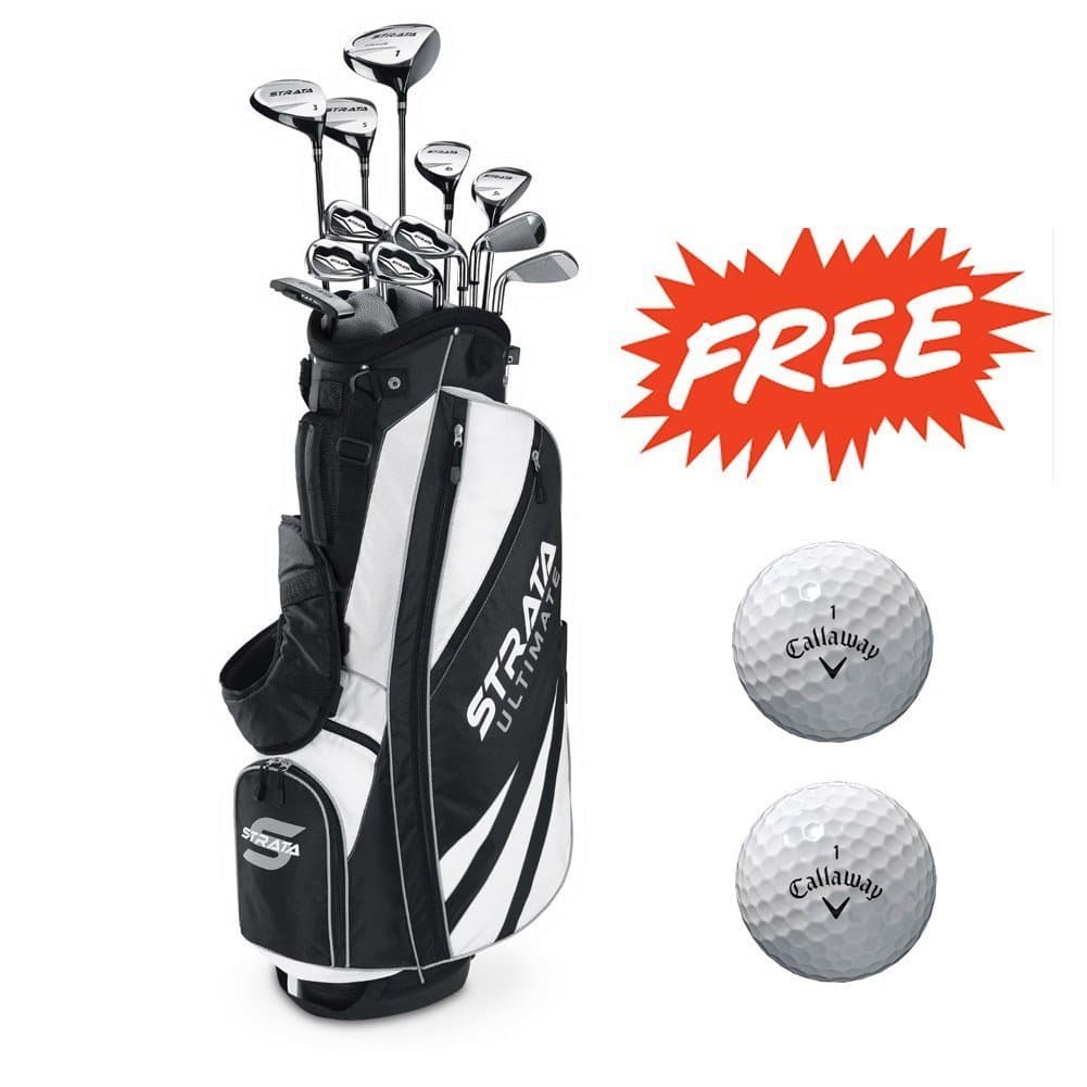 Bundle:Callaway Men's Strata Ultimate Complete Golf Set, 18-Piece,(Left or Right) with Two Balls