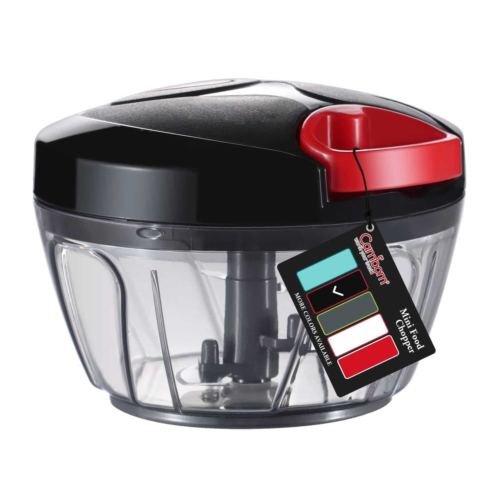 Cambom Manual Food Chopper Vegetable Cutter, Hand String Vegetable Chopper Onions Cutter for Vegetable Fruits Nuts BPA Free Food Safe Material, 500ml Black