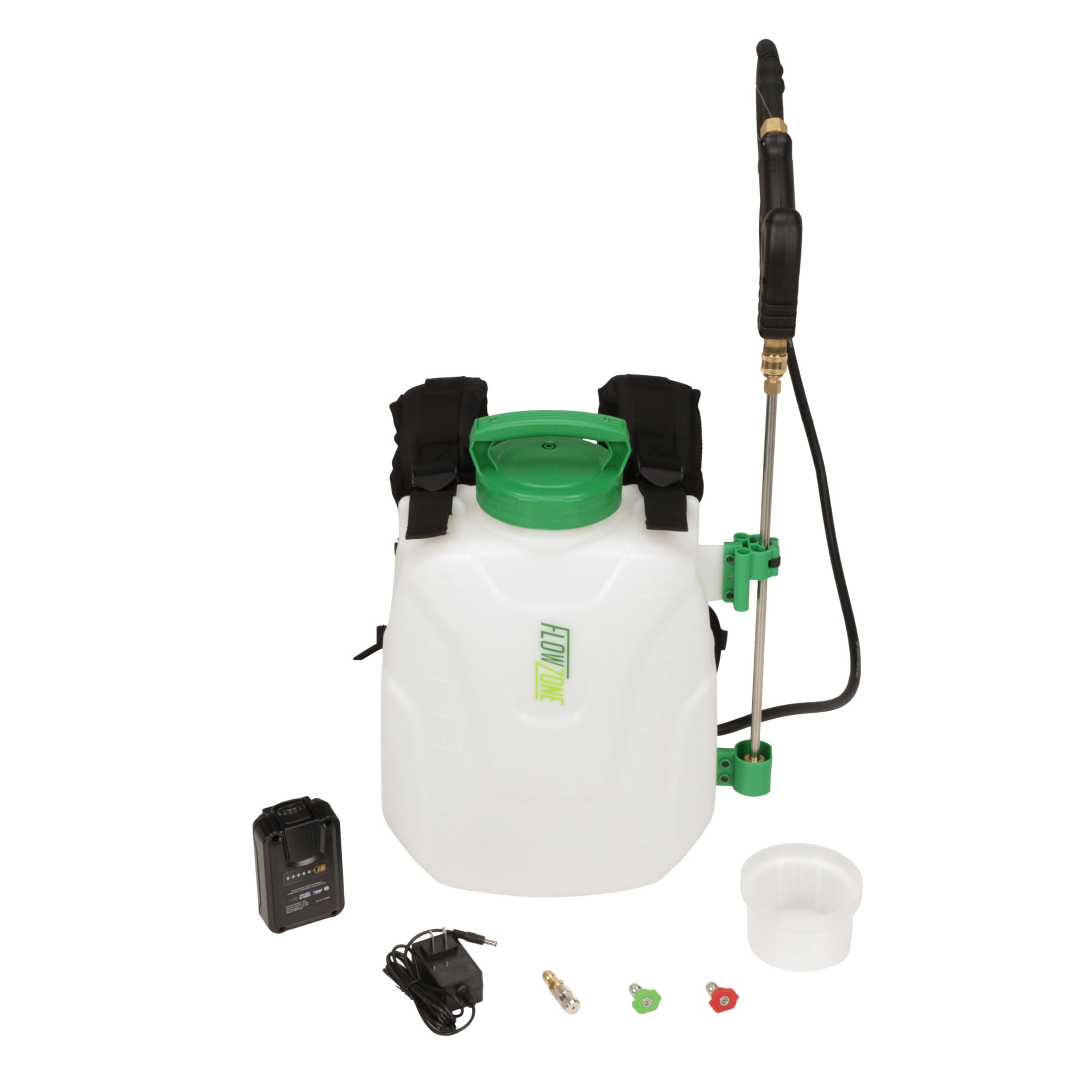 FlowZone Storm 2.5 Battery Powered Backpack Sprayer - Variable-Pressure 5-Position Electric Lawn & Garden Sprayer - 2.5 Gallon