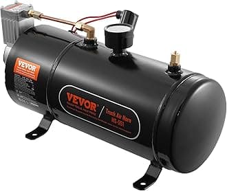 VEVOR 12V Air Compressor Kit with Tank 3L Train Horn Air Compressor Kit, 90-120 PSI Working Pressure, Integrated Air Compressor System for Train Air Horns, Inflating Tyres, Trucks, SUVs etc. Black