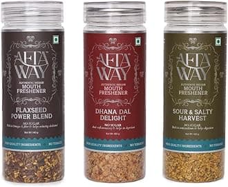 - The AftaWay No Sugar Festival Special Mukhwas Combo 440g (Pack of 3) – Sour & Salty Harvest, Flaxseed Power Blend, Dhana Dal Delight | Indian Mouth Freshener | After-Meal Mukhwas Festive Gifting Combo