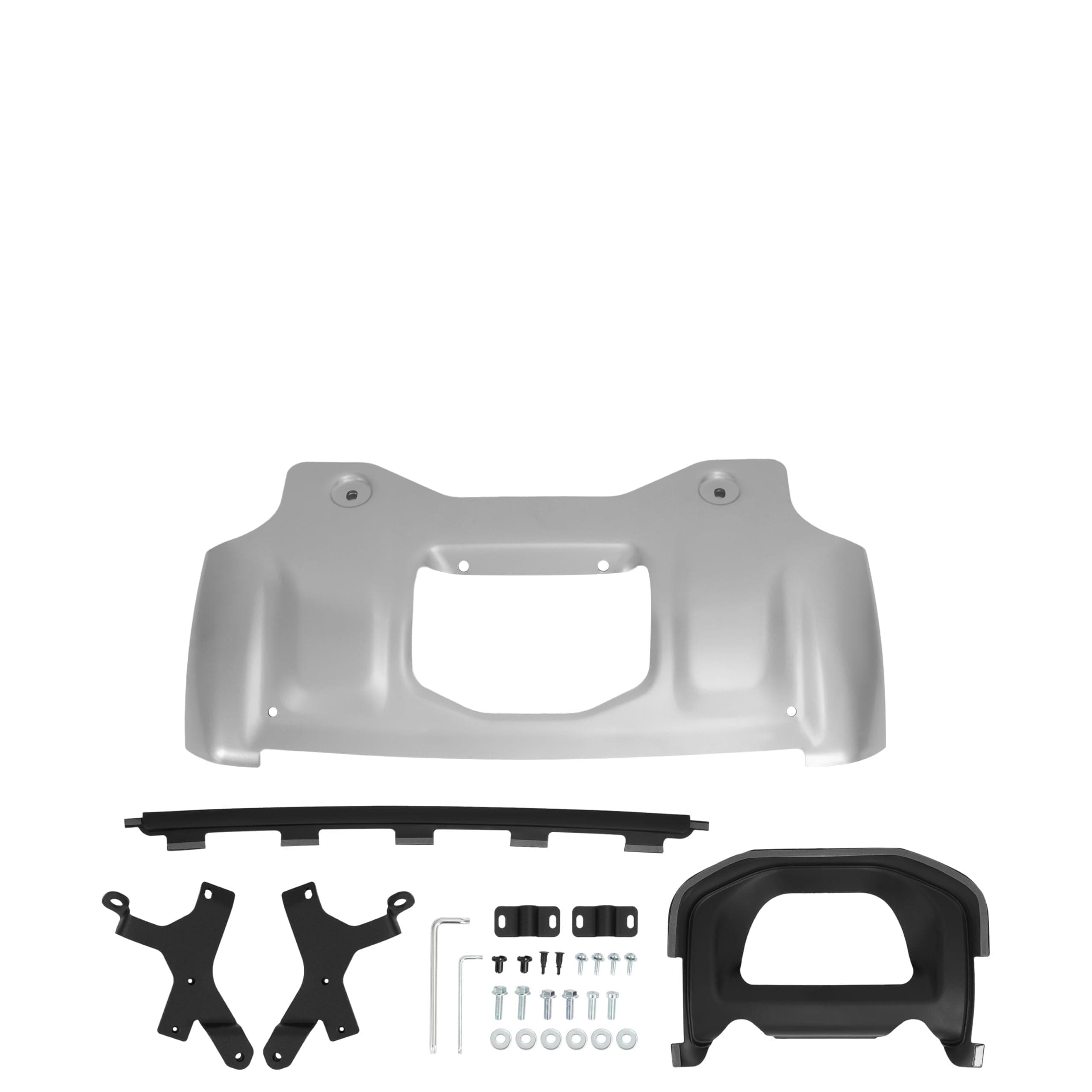 KUAFU Front Under Shield Skid Plate Kit Compatible with 2020-2025 Land Rover Defender 90 110 130 Splash Lower Bumper Protector Guard Aluminium+Plastic+Steel Powder Coated Silvery