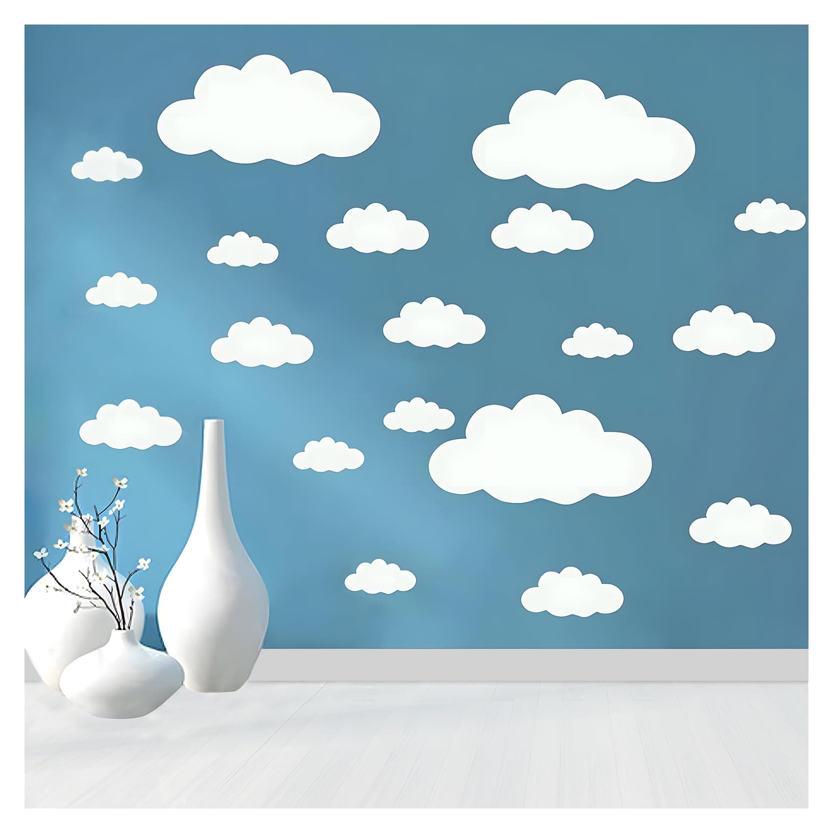 Big Clouds Wall Decals Removable DIY Large Vinyl Sticker Self Adhesive Wallpaper for Living Room Nursery Children Baby Kids Boys Girls Bedroom Decor Home Art Mural Dec