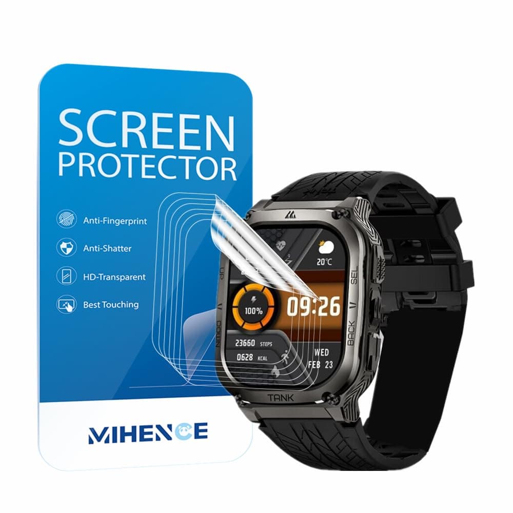 Compatible for KOSPET Tank M3 Smart Watch Screen Protector, PET HD Protective Film Compatible for Tank M3 1.96'' Smart Watch for Men (6PCS), transparent
