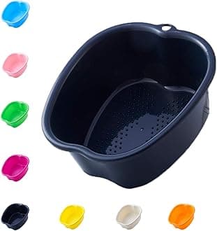 Large Foot Bath Spa Bowl Plastic Pedicure Bowl Massage Foot Tub,for Pedicure, Detox and Massage, Perfect to Soak Your Feet, Toe Nails and Ankles,Can be Soaked to Remove Dead Skin and Calluses(Black)