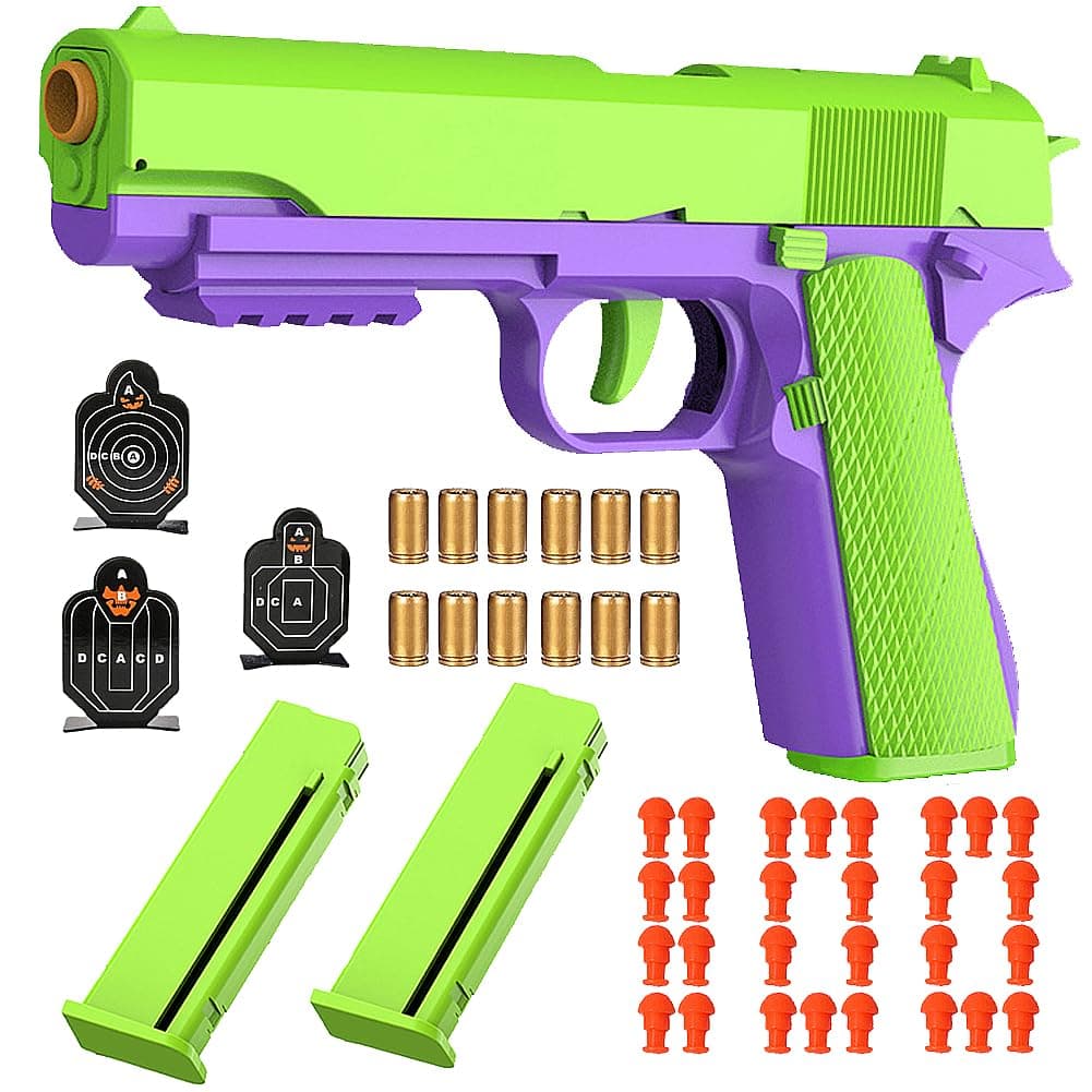 Dreamplay Shell Ejecting Toy Gun, Automatic Pull Back Action Education Model Toy for Kids Gifts