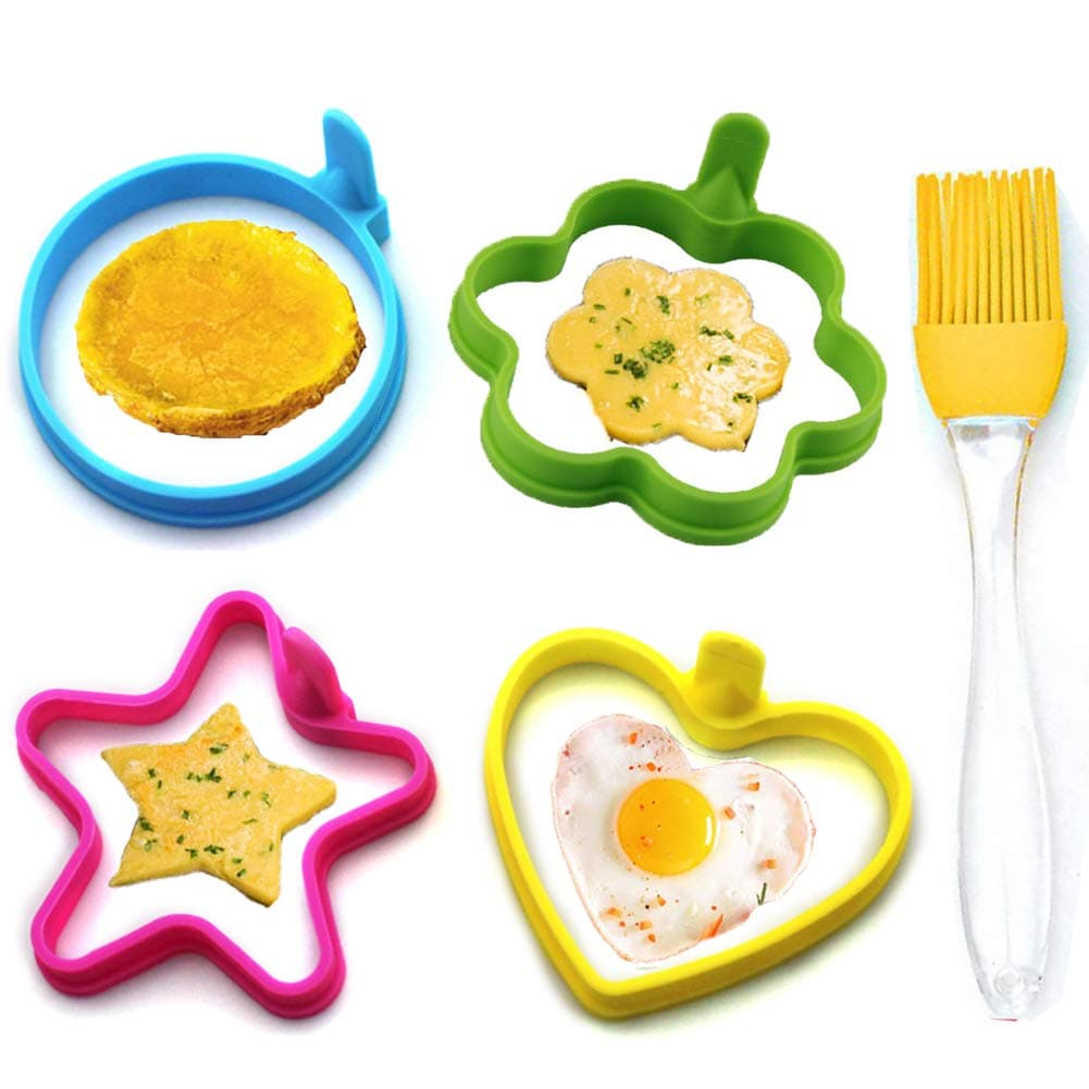Egg Ring Yubng Silicone Egg Ring 4 Pack Non Stick Fried Egg Ring Mold Pancake Maker Ring Egg Mcmuffin Ring with Free Silicone Brush