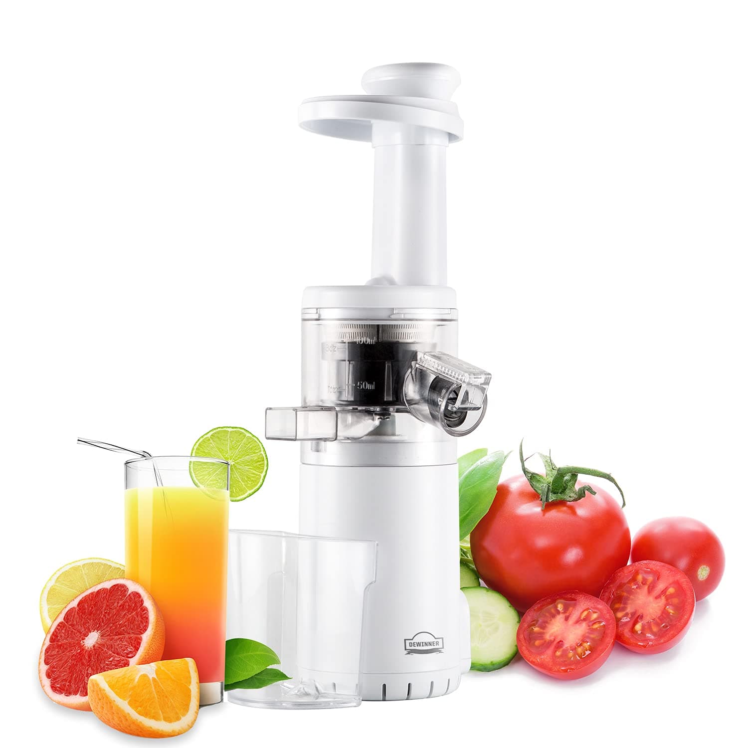 Slow Juicer, DEWINNER MINI Cold Press Masticating Juicer Machine,Quiet Motor with Reverse Function BPA Free, Compact Size Extractor