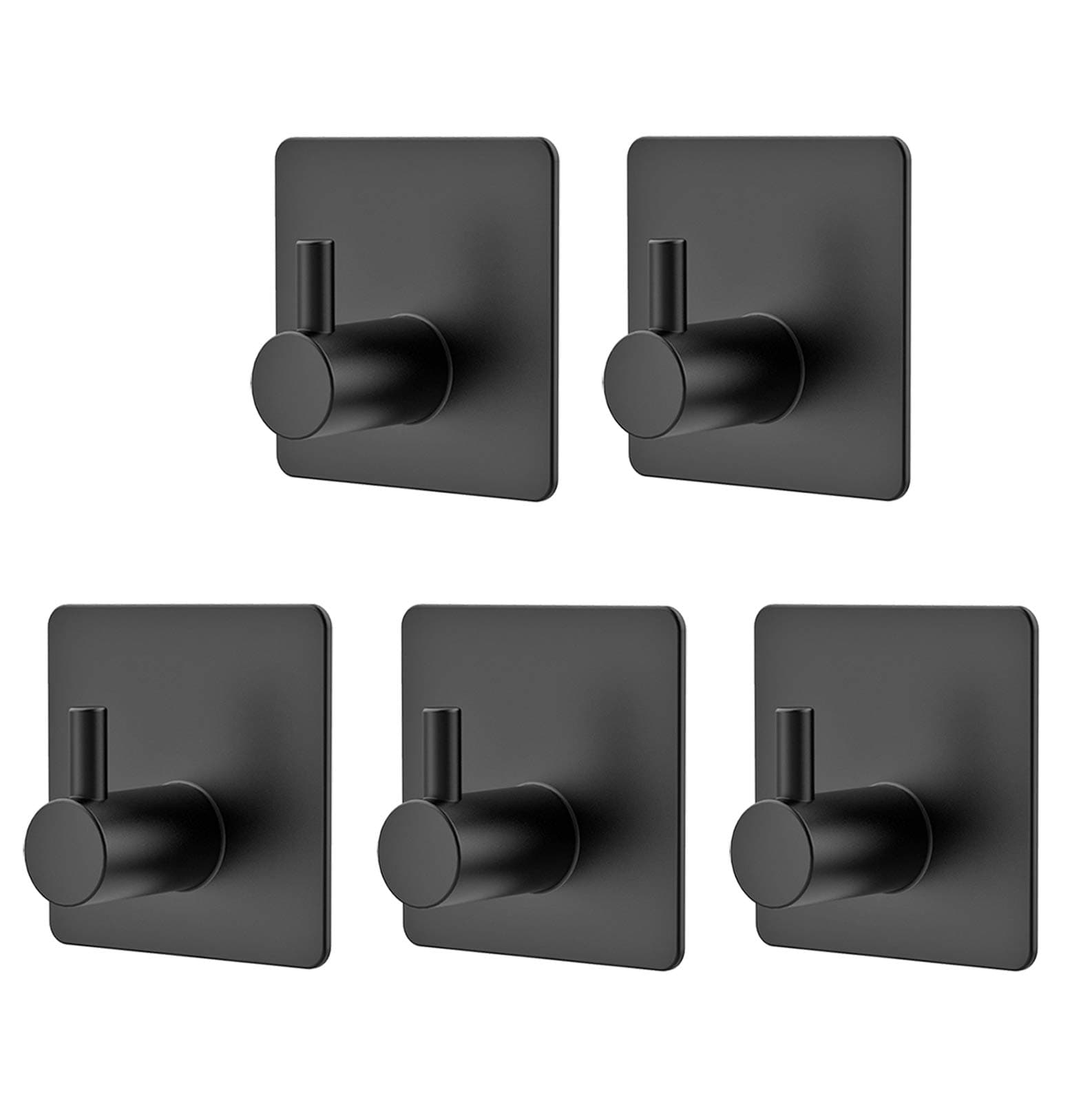 5 Pack Self-Adhesive Towel Hook, 5kg Bathrobe Hook Wall Hook 3M Stainless Steel Brushed Stainless Steel Bathroom and Kitchen Towel Rack Coat Hook No Drilling Black (O-Shaped)