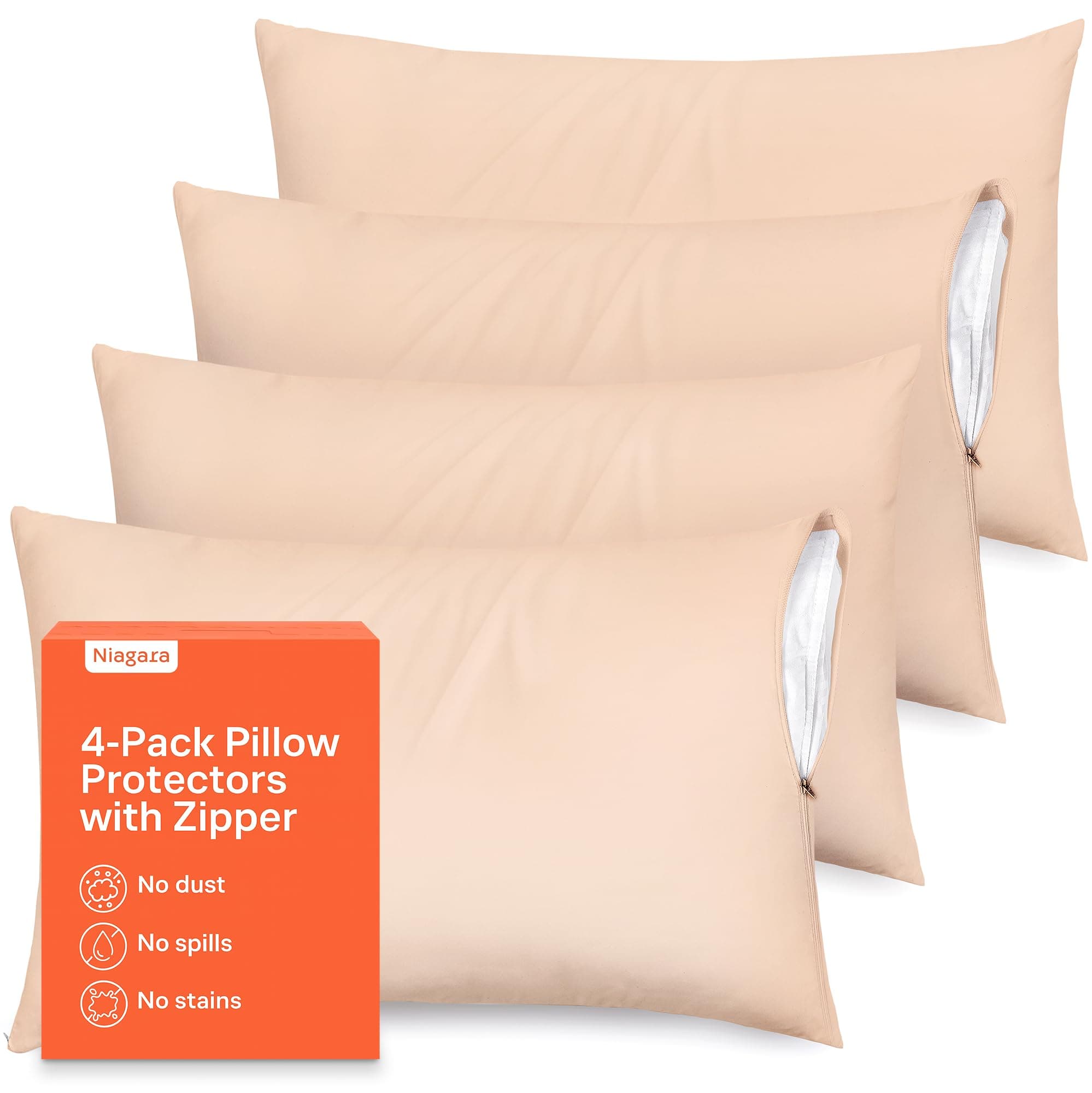 Beige Microfiber Pillow Protectors King