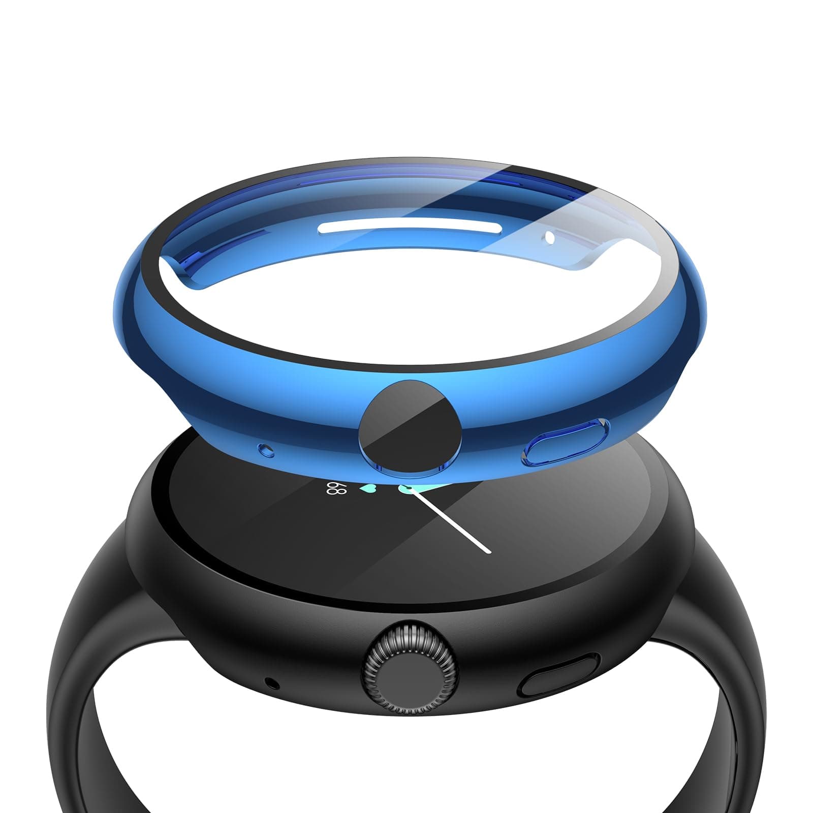 Misxi 2 Pack Hard PC Case with Screen Protector for Google Pixel Watch 2 (2023) / Pixel Watch 41mm, High Sensitivity Lightweight Anti-Fall Cover, 1 Blue + 1 Black