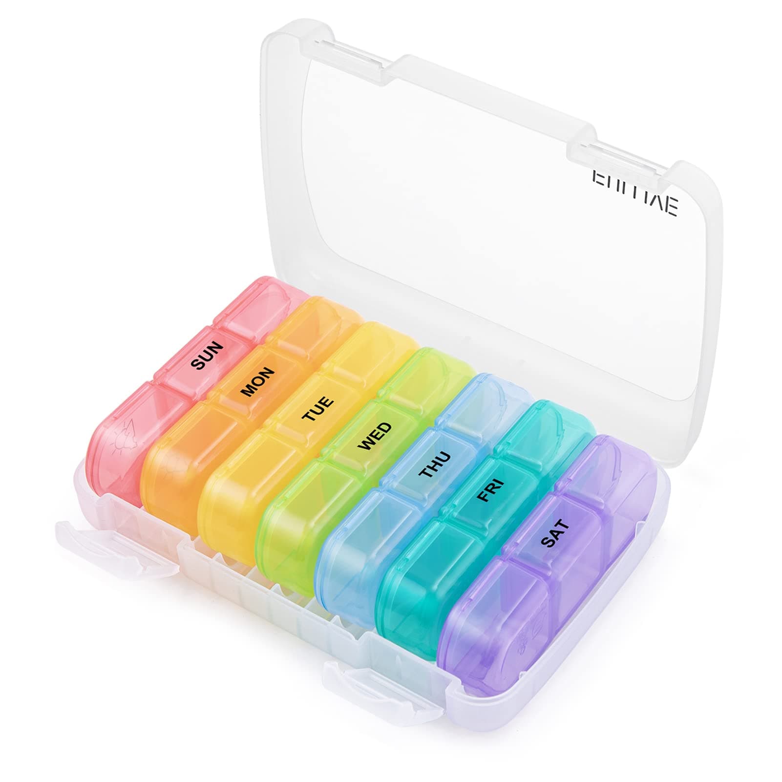 Weekly Pill Organizer, Fullive 3 Times a Day Pill Case Box, Extra Large Daily Medication Reminder, Portable 7 Day Pill Dispenser for Vitamins Fish Oils and Supplements