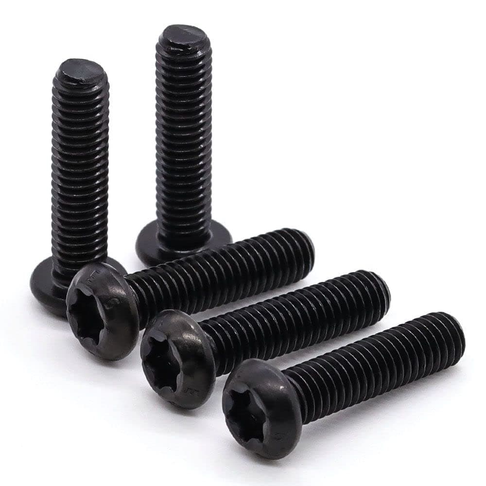 Glvaner M6-1.0 x 25mm (25 pcs) Button Head Torx Drive Machine Screws, 10.9 Grade Alloy Steel, Black Oxide Finish, Full Thread Coverage