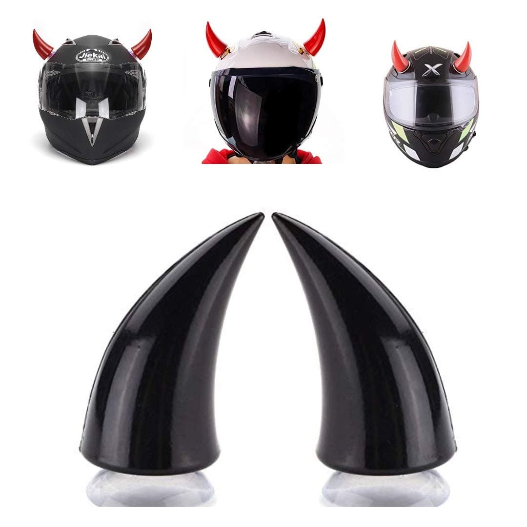 Devil's Helmet Horn with Suction Rubber Pad for All Bikes and Motorcycles (Pack of 2) (Black)
