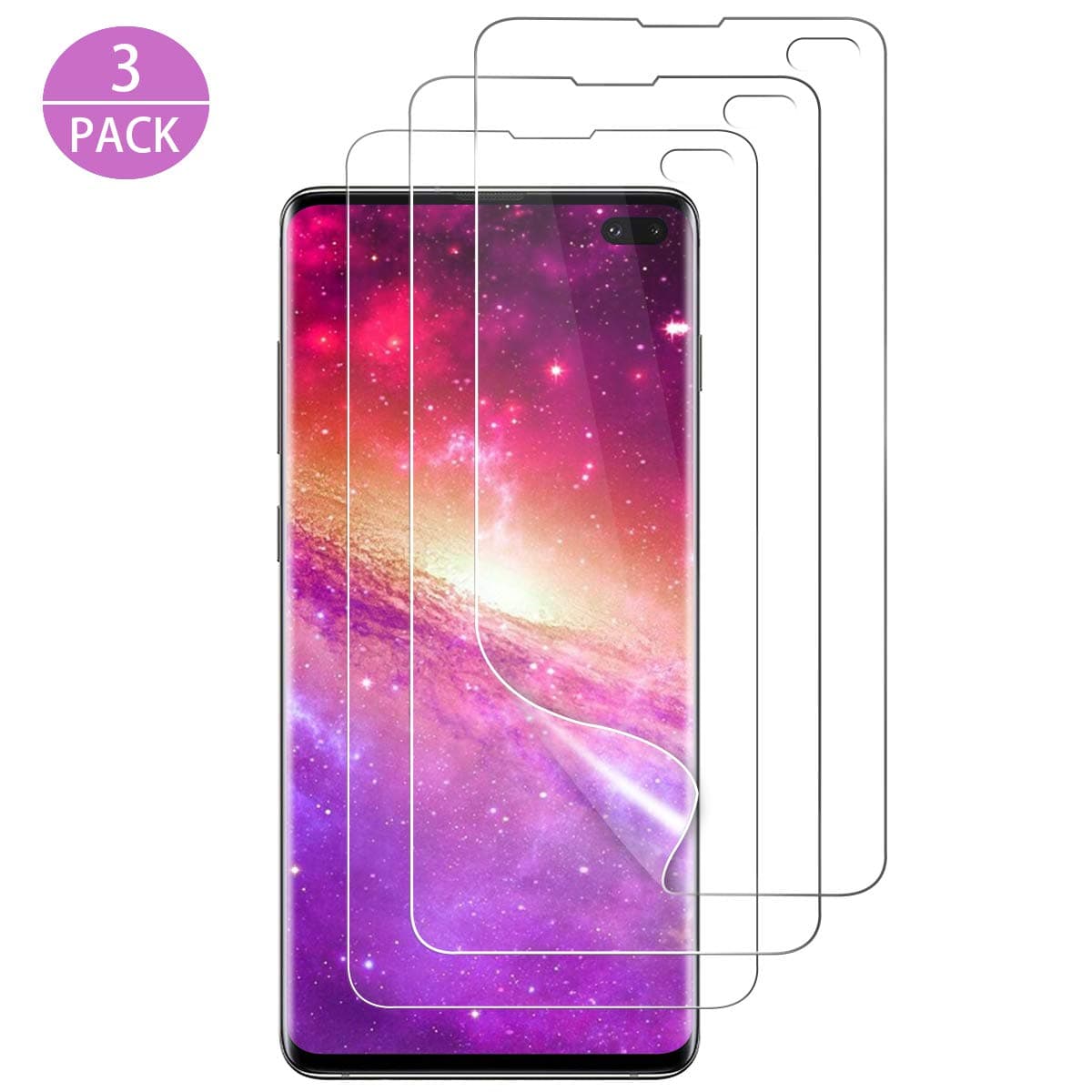 SEEZEN 【3 Pack Samsung Galaxy S10 Plus Screen Protector, [Wet Installation] [Full Cover] [Bubble Free] HD Clear Flexible Film for Samsung Galaxy S10 Plus
