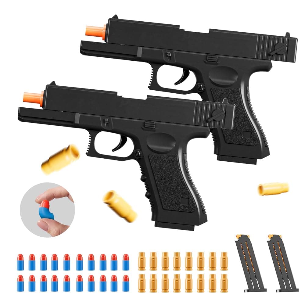 2Pack M1911 EVA Soft Foam Ejection Toy Blaster, Shooting with Foam Darts, Shooting Games, Backyard Fun and Outdoor Games, Education Toy Model for Boys Girls Halloween Christmas Ages 8+ (Black+Black-G)