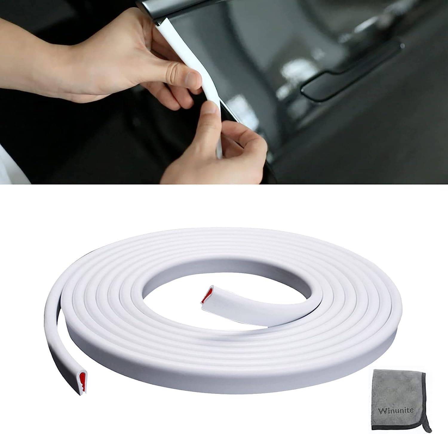Winunite 65.6Ft(20M) White Car Door Protector Edge Guards Car Door Edge Guards, Universal Fit, Self-Adhesive, PVC, Fade-Resistant, U Shape, Car Door Edge Protector Door Guards for Cars