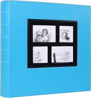 RECUTMSPhoto Picutre Album 4x6 500 Photos, Large Capacity Leather Cover Wedding Family Photo Albums Holds 500 Horizontal and Vertical 4x6 Photos with Black Pages (Sky Blue)