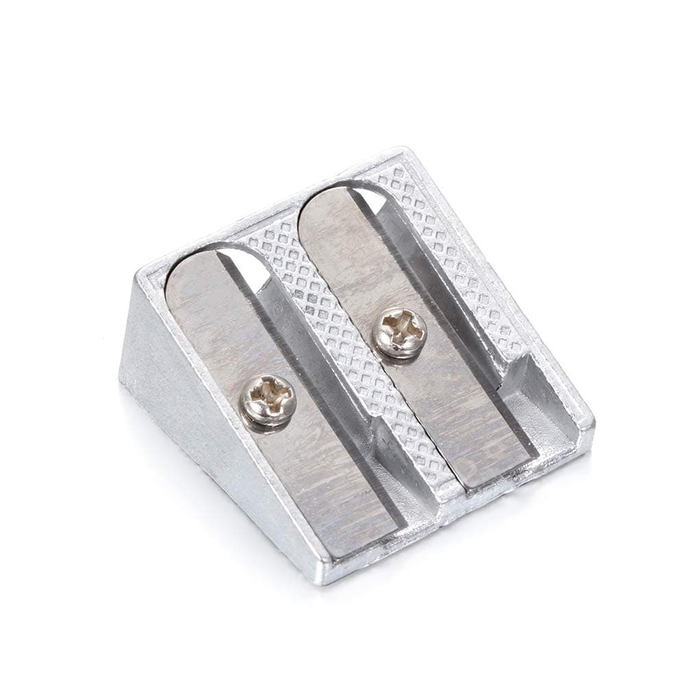 1PCS Silver Sharpener Metal Bevelled Double Hole Pencil Sharpener School Office Sharpener Stationery Supplies