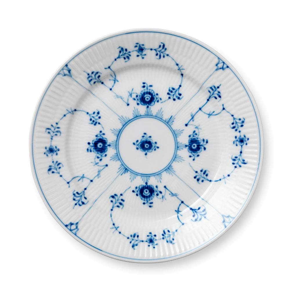 Blue Fluted Plain 19cm Salad / Dessert Plate