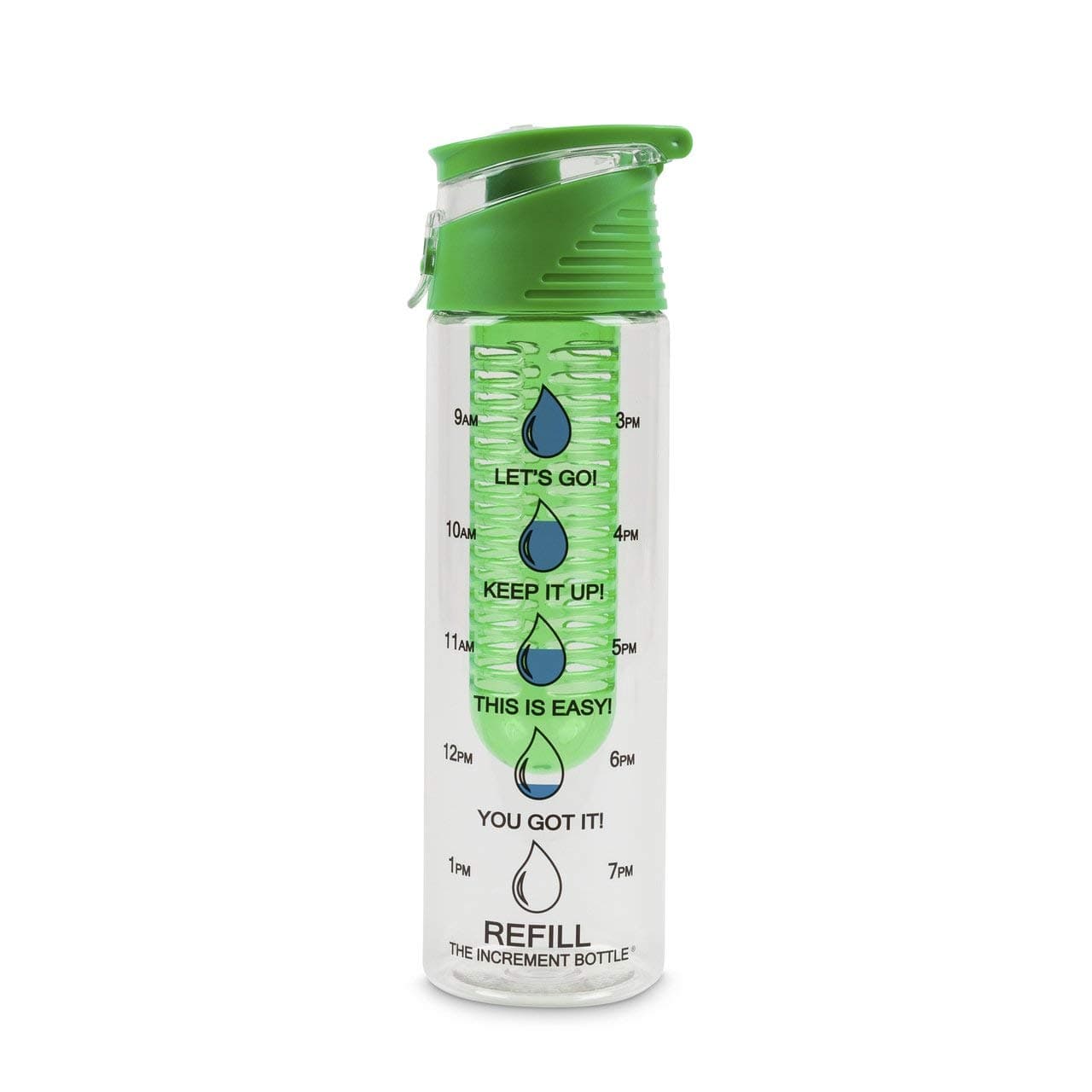 The Increment Bottle Flip Cap Infuser (Single Pack, Green), 750ml [Energy Class A]