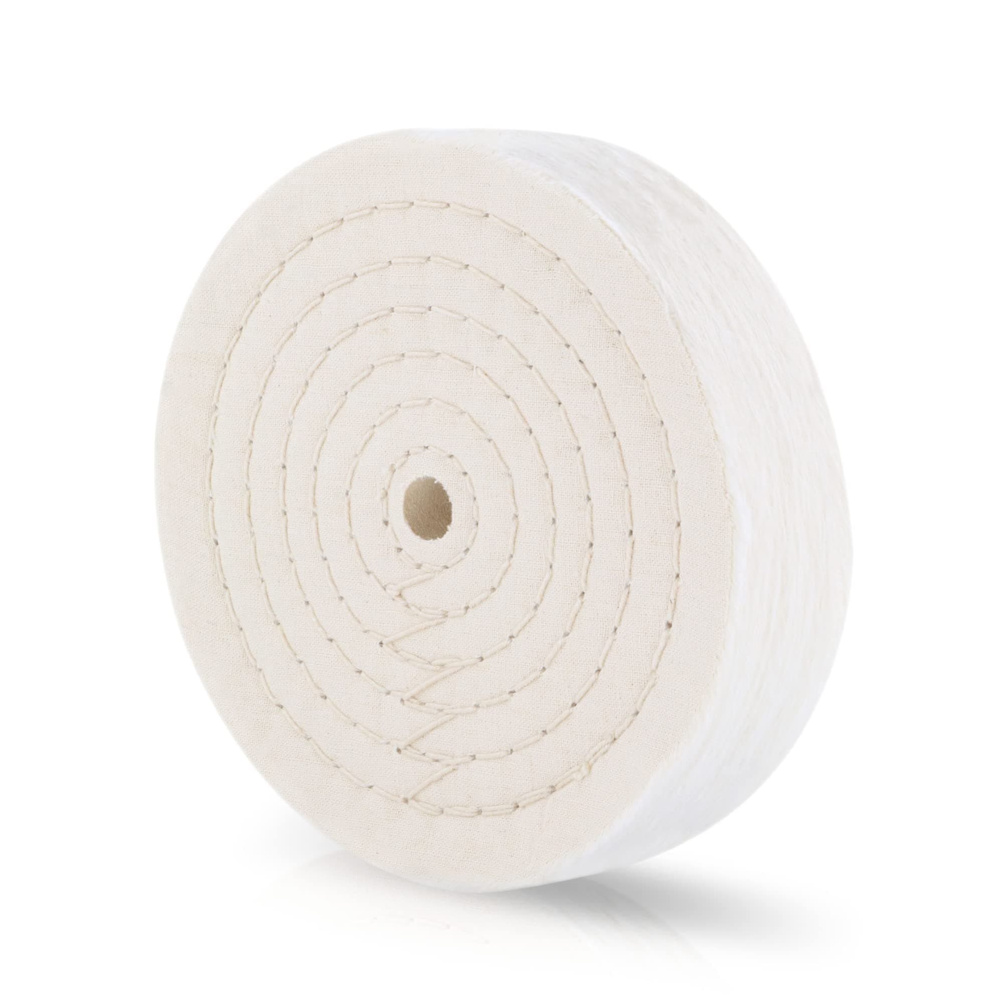 Buffing Wheels for Bench Grinder - 6 Inch Extra Thick Buffing Wheel Fine Cotton Sewn Rigid Treated Spiral with a 1/2” Center Arbor Hole - 80 Ply Polishing Wheel for Bench Grinder – by Drixet