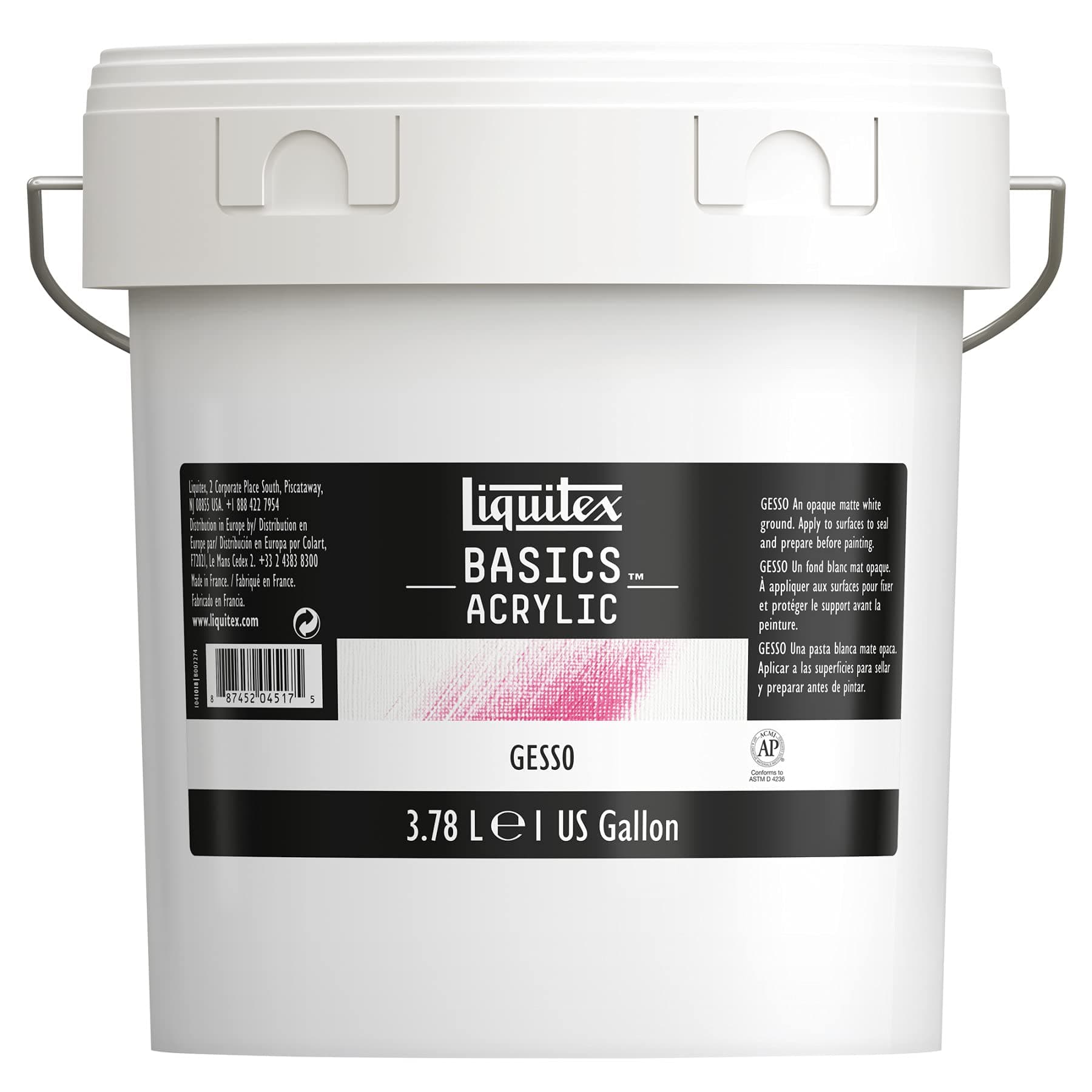 Liquitex BASICS Gesso Surface Prep Medium, 3.78L (128-oz) Tub, White