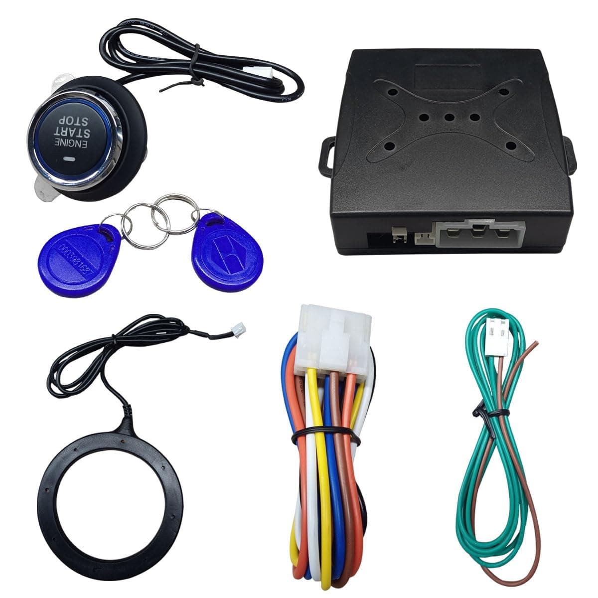 Car Push Engine Start Button Kit, Upgrade Push to Start Ignition Kit, Smart Keyless Go System for Most DC12V Cars