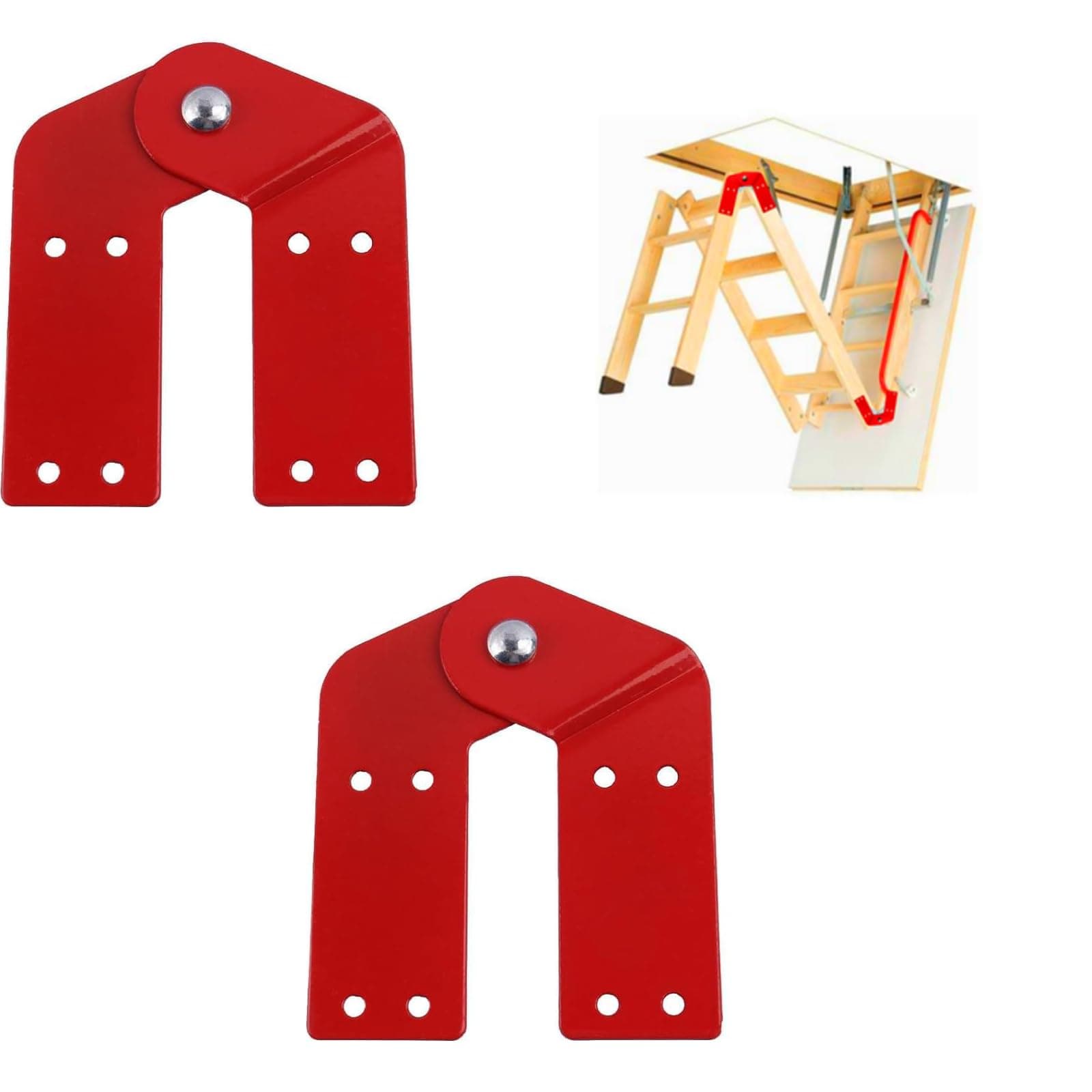 2 Pieces Attic Ladder Hinge Aluminum Step Ladder Hinges Replacement Kit Attic Ladder Accessories Herringbone Ladder Tie Rod Attachment