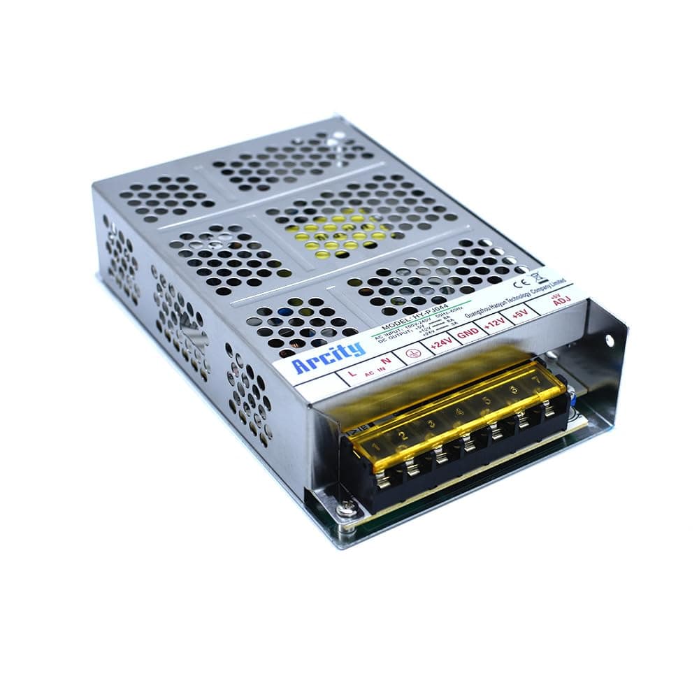 Arcity - ATX switching power supply, 5V/8A, 12V/8A, 24V/8A, adjustable, silver, 1 pack, 350g, 160 x 98 x 39 mm, over-voltage and over-current protection