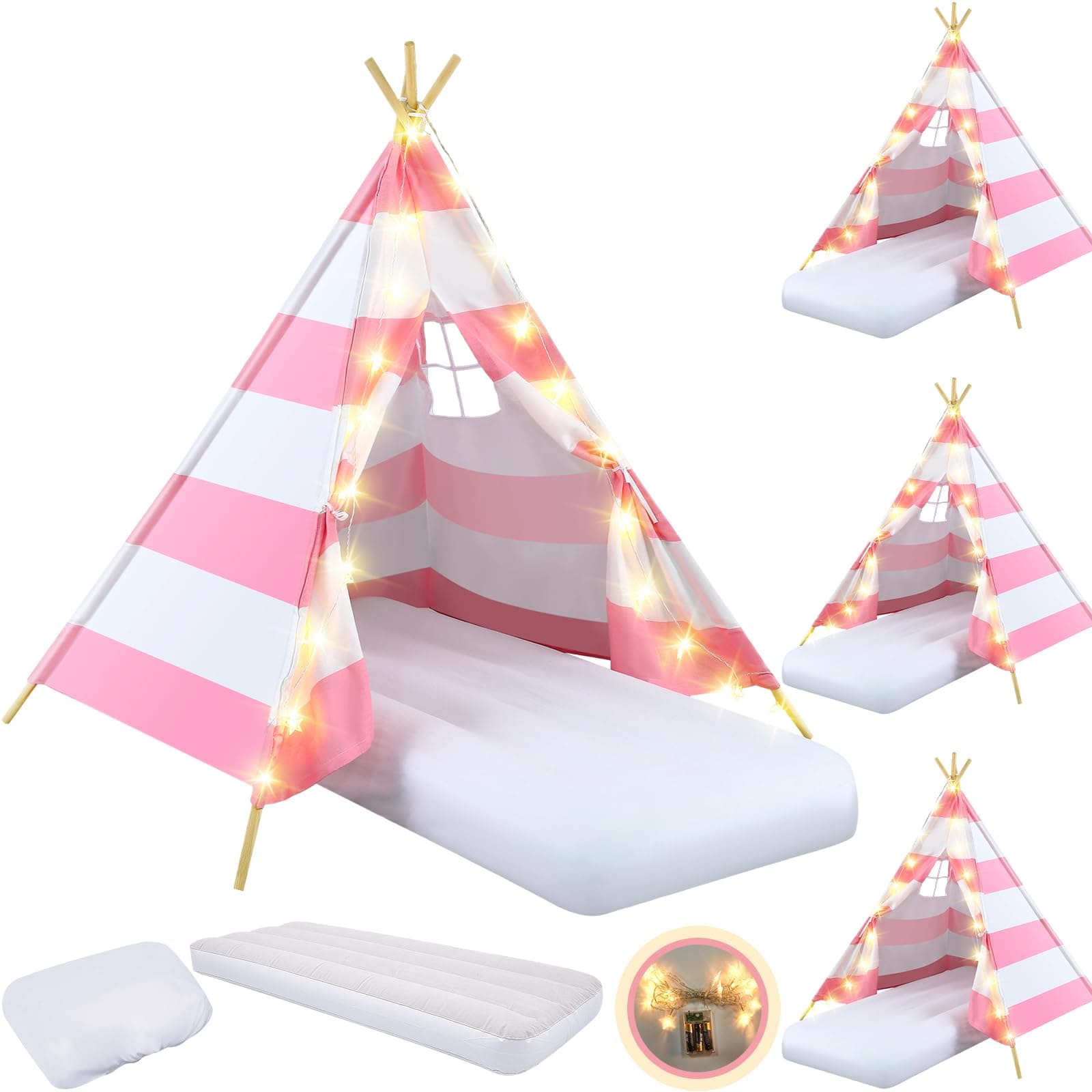 Pink White Teepee Tent